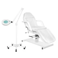 Beauty Bed Hydraulic White A210 & LED Magnifier Lamp S5 Bundle(Beauty Bed Hydraulic White A210 Led Magnifier Lamp S5 Bundle)