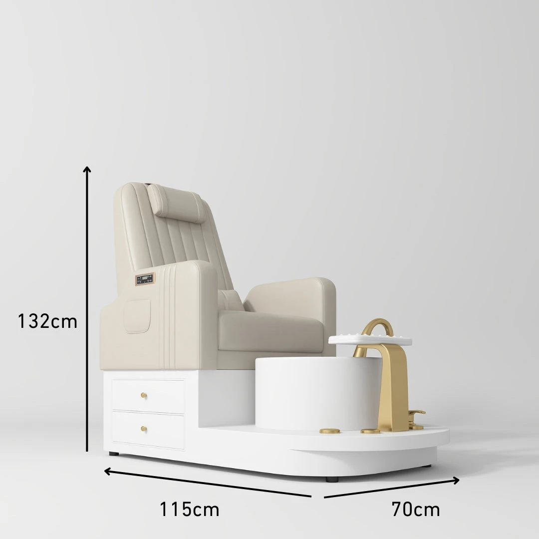Manufakturo Noémie Luxury Electric Pedicure Chair With Matching Stool – Massage Backrest, Gold Tap, Cappuccino(Manufakturo Noemie Luxury Electric Pedicure Chair With Matching Stool Massage Backrest Gold Tap Cappuccino) 5 Manufakturo Noémie Luxury Electric Pedicure Chair With Matching Stool – Massage Backrest, Gold Tap, Cappuccino(Manufakturo Noemie Luxury Electric Pedicure Chair With Matching Stool Massage Backrest Gold Tap Cappuccino) - Image 3