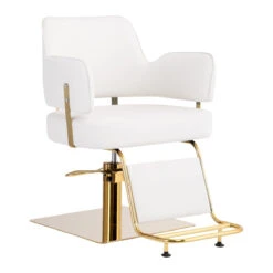 GABBIANO HAIRDRESSING CHAIR LINZ WHITE GOLD(Gabbiano Hairdressing Chair Linz White Gold)