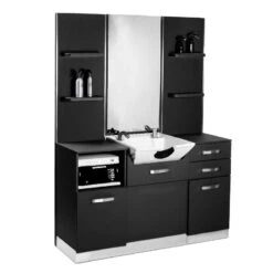 Gabbiano B085 Barber Console With Wash Basin Black(Gabbiano B085 Barber Console With Wash Basin Black)