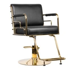 GABBIANO HAIRDRESSING CHAIR PRATO GOLD - BLACK(Gabbiano Hairdressing Chair Prato Gold Black)