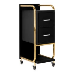 Gabbiano Hairdressing Trolley Assistant Solo Gold – Black(Gabbiano Hairdressing Trolley Assistant Solo Gold Black)