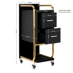 Gabbiano Hairdressing Trolley Assistant Solo Gold – Black(Gabbiano Hairdressing Trolley Assistant Solo Gold Black) -Roxie Cosmetics Shop 141233 08 0811