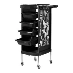 GABBIANO HAIRDRESSER TROLLEY X11-9 BLACK GRAPHICS(Gabbiano Hairdresser Trolley X11 9 Black Graphics) -Roxie Cosmetics Shop 142964 02 2206