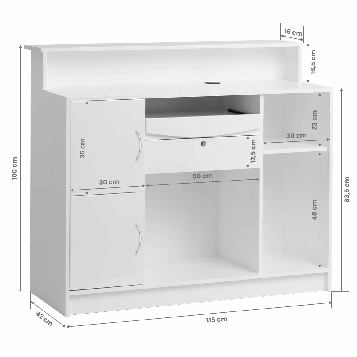 Gabbiano Reception Desk G26W White(Gabbiano Reception Desk G26w White) 4 Gabbiano Reception Desk G26W White(Gabbiano Reception Desk G26w White) - Image 2