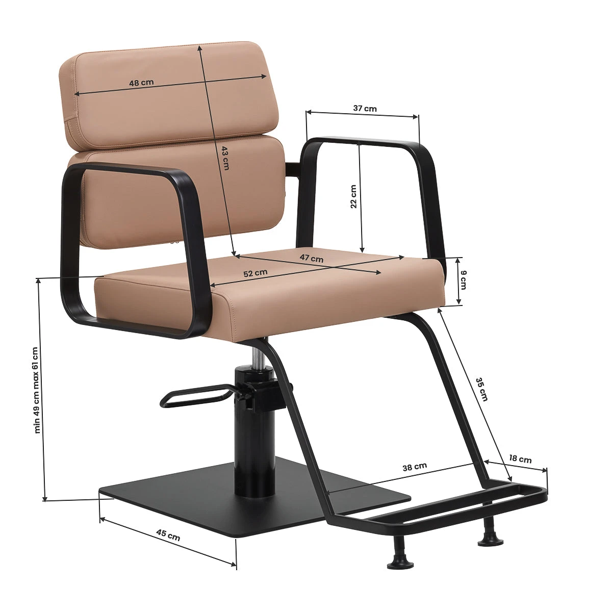 Gabbiano Porto-BM Hairdressing Chair Black & Beige(Gabbiano Porto Bm Hairdressing Chair Black Beige) 7 Gabbiano Porto-BM Hairdressing Chair Black & Beige(Gabbiano Porto Bm Hairdressing Chair Black Beige) - Image 5