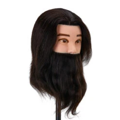 Gabbiano WZ4 Training Head With Beard, Natural Hair, Colour 1#, Length 8"+6"(Gabbiano Wz4 Training Head With Beard Natural Hair Color 1 Length 8 6) -Roxie Cosmetics Shop 148407 02 2112
