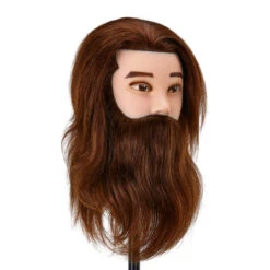 Gabbiano WZ4 Training Head With Beard, Natural Hair, Colour 4#, Length 8"+6"(Gabbiano Wz4 Training Head With Beard Natural Hair Color 4 Length 8 6) -Roxie Cosmetics Shop 148408 02 2112