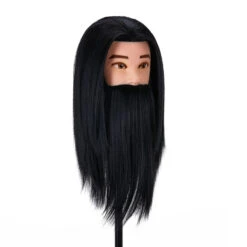 Gabbiano WZ4 Training Head With Beard, Synthetic Hair, Colour 1#, Length 8"+6"(Gabbiano Wz4 Training Head With Beard Synthetic Hair Color 1 Length 8 6) -Roxie Cosmetics Shop 148409 03 2112