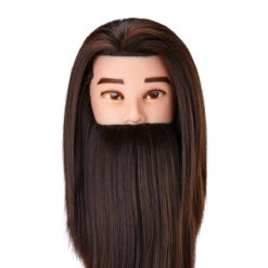 Gabbiano WZ4 Training Head With Beard, Synthetic Hair, Colour 4#, Length 8"+6"(Gabbiano Wz4 Training Head With Beard Synthetic Hair Color 4 Length 8 6)