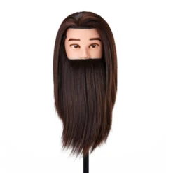 Gabbiano WZ4 Training Head With Beard, Synthetic Hair, Colour 4#, Length 8"+6"(Gabbiano Wz4 Training Head With Beard Synthetic Hair Color 4 Length 8 6) -Roxie Cosmetics Shop 148410 02 2112
