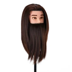 Gabbiano WZ4 Training Head With Beard, Synthetic Hair, Colour 4#, Length 8"+6"(Gabbiano Wz4 Training Head With Beard Synthetic Hair Color 4 Length 8 6) -Roxie Cosmetics Shop 148410 03 2112