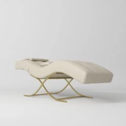 Manufakturo Elegance Lash Bed – Gold Frame & Adjustable Headrest Light Brown(Manufakturo Elegance Lash Bed Gold Frame Adjustable Headrest Light Brown)