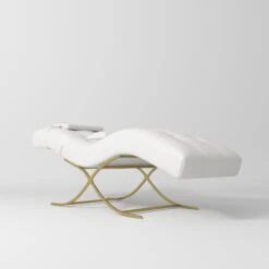 Manufakturo Elegance Lash Bed – Gold Frame & Adjustable Headrest White(Manufakturo Elegance Lash Bed Gold Frame Adjustable Headrest White)