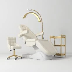Manufakturo Grace Creamy The Complete Salon Set - Beauty Bed, Chair, Moonlight & Trolley(Manufakturo Grace Creamy The Complete Salon Set Beauty Bed Chair Moonlight Trolley)