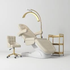 Manufakturo Grace Light Brown The Complete Salon Set - Beauty Bed, Chair, Moonlight & Trolley(Manufakturo Grace Light Brown The Complete Salon Set Beauty Bed Chair Moonlight Trolley)