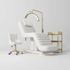 Manufakturo Grandeur White The Complete Studio Set - Beauty Bed, Chair, Moonlight & Trolley(Manufakturo Grandeur White The Complete Studio Set Beauty Bed Chair Moonlight Trolley)