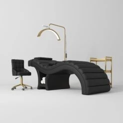 Manufakturo Luxe Black Complete Salon Set - Lash Beauty Bed, Chair, Moonlight & Trolley(Manufakturo Luxe Black Complete Salon Set Lash Beauty Bed Chair Moonlight Trolley)