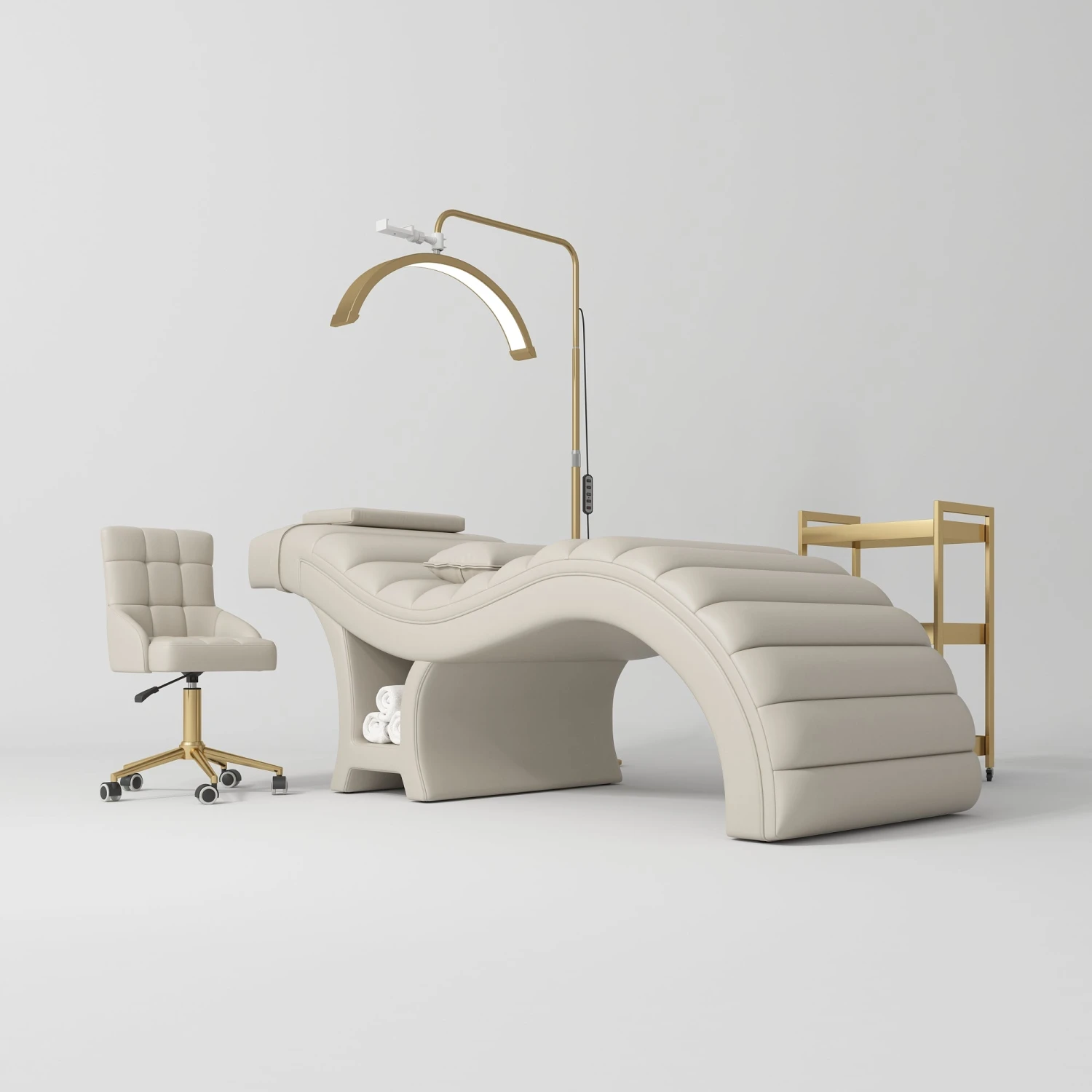 Manufakturo Luxe Cappuccino Complete Salon Set - Lash Beauty Bed, Chair, Moonlight & Trolley(Manufakturo Luxe Cappuccino Complete Salon Set Lash Beauty Bed Chair Moonlight Trolley) 3 Manufakturo Luxe Cappuccino Complete Salon Set - Lash Beauty Bed, Chair, Moonlight & Trolley(Manufakturo Luxe Cappuccino Complete Salon Set Lash Beauty Bed Chair Moonlight Trolley)