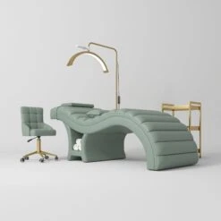 Manufakturo Luxe Olive Complete Salon Set - Lash Beauty Bed, Chair, Moonlight & Trolley(Manufakturo Luxe Olive Complete Salon Set Lash Beauty Bed Chair Moonlight Trolley)
