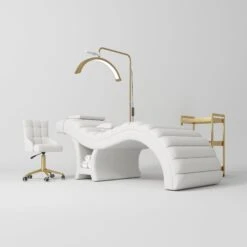Manufakturo Luxe White Complete Salon Set - Lash Beauty Bed, Chair, Moonlight & Trolley(Manufakturo Luxe White Complete Salon Set Lash Beauty Bed Chair Moonlight Trolley)