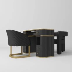 Manufakturo Manicure Glam Station Set- Table With Absorber & Two Chairs Black(Manufakturo Manicure Glam Station Set Table With Absorber Two Chairs Black)