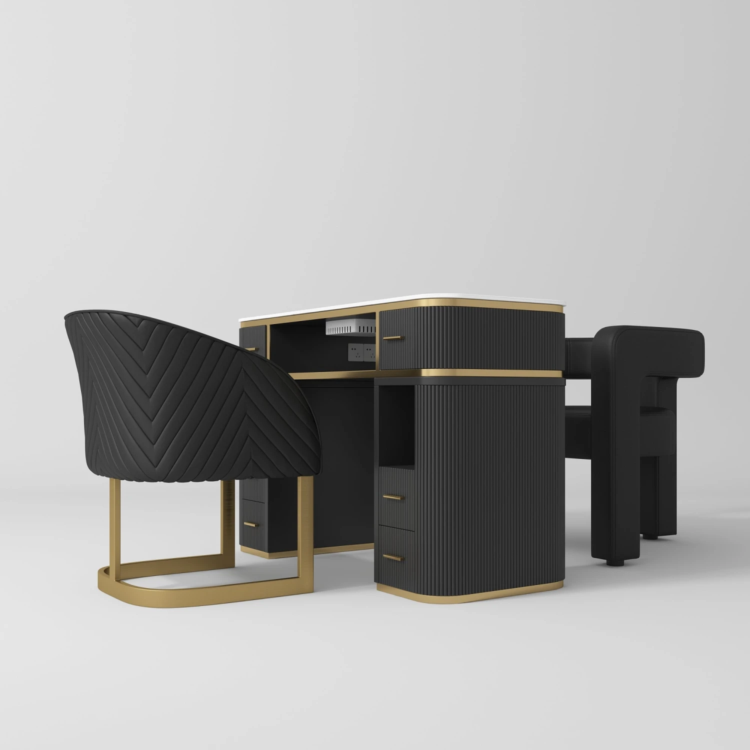 Manufakturo Manicure Glam Station Set- Table With Absorber & Two Chairs Black(Manufakturo Manicure Glam Station Set Table With Absorber Two Chairs Black) 3 Manufakturo Manicure Glam Station Set- Table With Absorber & Two Chairs Black(Manufakturo Manicure Glam Station Set Table With Absorber Two Chairs Black)