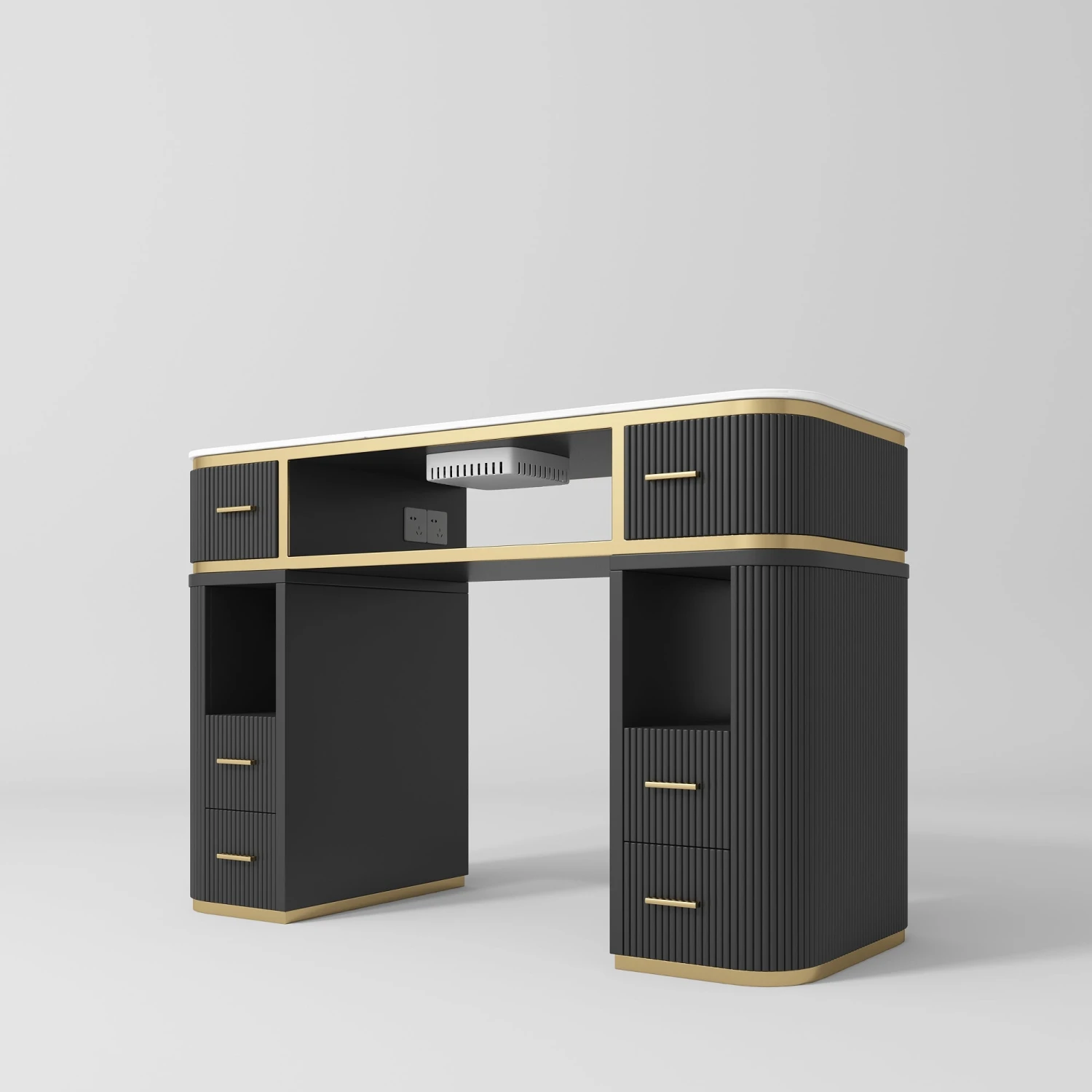 Manufakturo Manicure Glam Station Set- Table With Absorber & Two Chairs Black(Manufakturo Manicure Glam Station Set Table With Absorber Two Chairs Black) 4 Manufakturo Manicure Glam Station Set- Table With Absorber & Two Chairs Black(Manufakturo Manicure Glam Station Set Table With Absorber Two Chairs Black) - Image 2