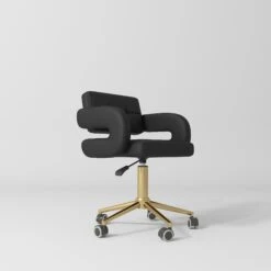 Manufakturo Saphir Version A Black – 4-Piece Beauty Studio Set: Luxury Bed, Chair, Lamp & Trolley(Manufakturo Saphir Version A Black 4 Piece Beauty Studio Set Luxury Bed Chair Lamp Trolley) -Roxie Cosmetics Shop Manufakturo Serenity Salon Chair 360 Degree Rotation Gold Base Black 1