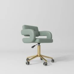 Manufakturo Saphir Version B Olive – 4-Piece Beauty Studio Set: Luxury Bed, Chair, Lamp & Trolley(Manufakturo Saphir Version B Olive 4 Piece Beauty Studio Set Luxury Bed Chair Lamp Trolley) -Roxie Cosmetics Shop Manufakturo Serenity Salon Chair 360 Degree Rotation Gold Base Olive 1