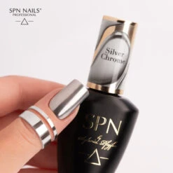 SPN Nails UV/LED Gel Polish Silver Chrome(Spn Nails Uv Led Gel Polish Silver Chrome) -Roxie Cosmetics Shop SPN nails silver chrome uv led swatch 8ml