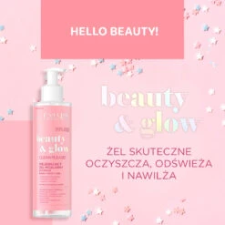 Eveline Beauty&Glow Caring Micellar Gel Face Eyes & Lips(Eveline Beauty Glow Caring Micellar Gel Face Eyes Lips) -Roxie Cosmetics Shop eveline beuaty glow face wash gel all skin types cleansing 200ml roxie cosmetics