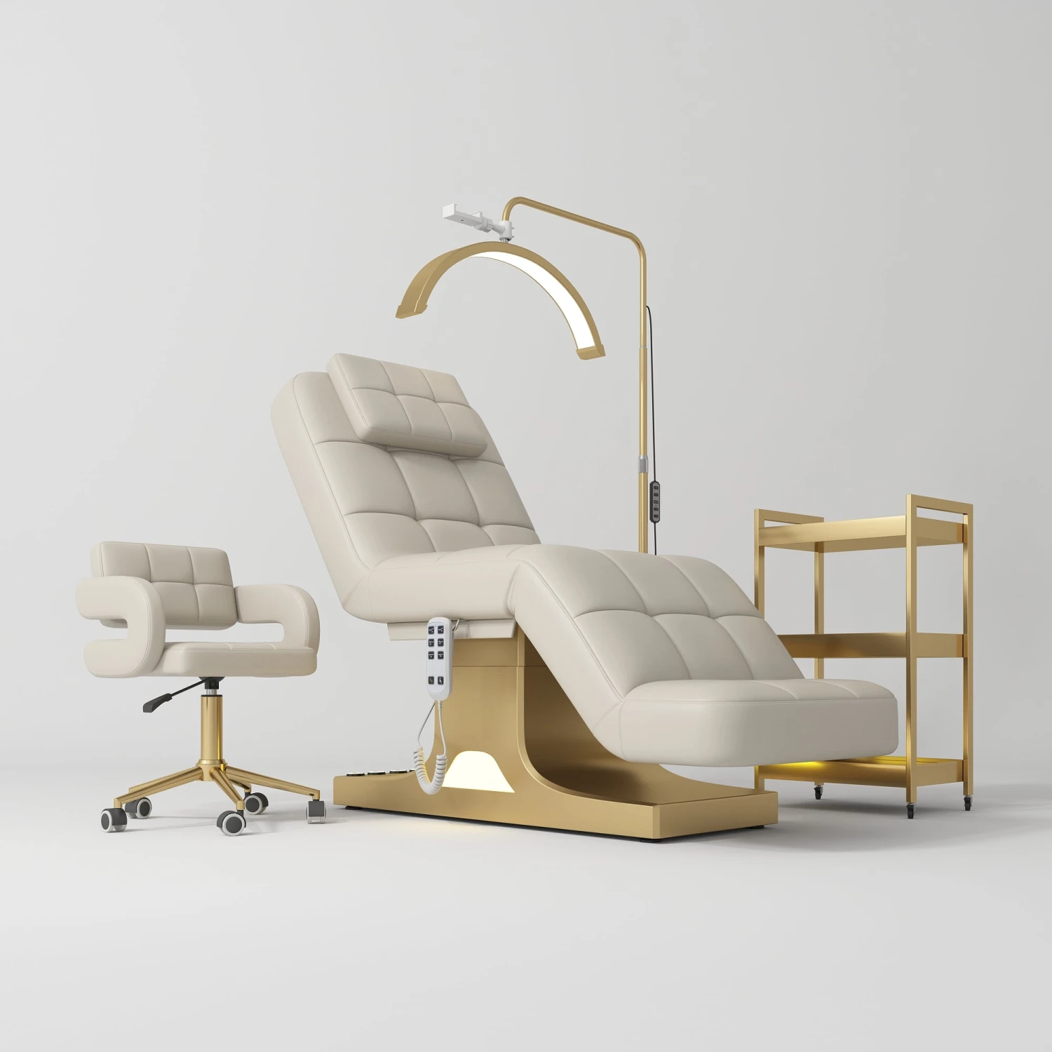 Manufakturo Saphir Version A Cappuccino – 4-Piece Beauty Studio Set: Luxury Bed, Chair, Lamp & Trolley(Manufakturo Saphir Version A Cappuccino 4 Piece Beauty Studio Set Luxury Bed Chair Lamp Trolley) 3 Manufakturo Saphir Version A Cappuccino – 4-Piece Beauty Studio Set: Luxury Bed, Chair, Lamp & Trolley(Manufakturo Saphir Version A Cappuccino 4 Piece Beauty Studio Set Luxury Bed Chair Lamp Trolley)