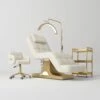 Manufakturo Saphir Version A Creamy – 4-Piece Beauty Studio Set: Luxury Bed, Chair, Lamp & Trolley(Manufakturo Saphir Version A Creamy 4 Piece Beauty Studio Set Luxury Bed Chair Lamp Trolley) -Roxie Cosmetics Shop manufakturo 4 piece salon furniture set saphir version a creamy