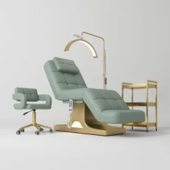 Manufakturo Saphir Version A Olive – 4-Piece Beauty Studio Set: Luxury Bed, Chair, Lamp & Trolley(Manufakturo Saphir Version A Olive 4 Piece Beauty Studio Set Luxury Bed Chair Lamp Trolley)