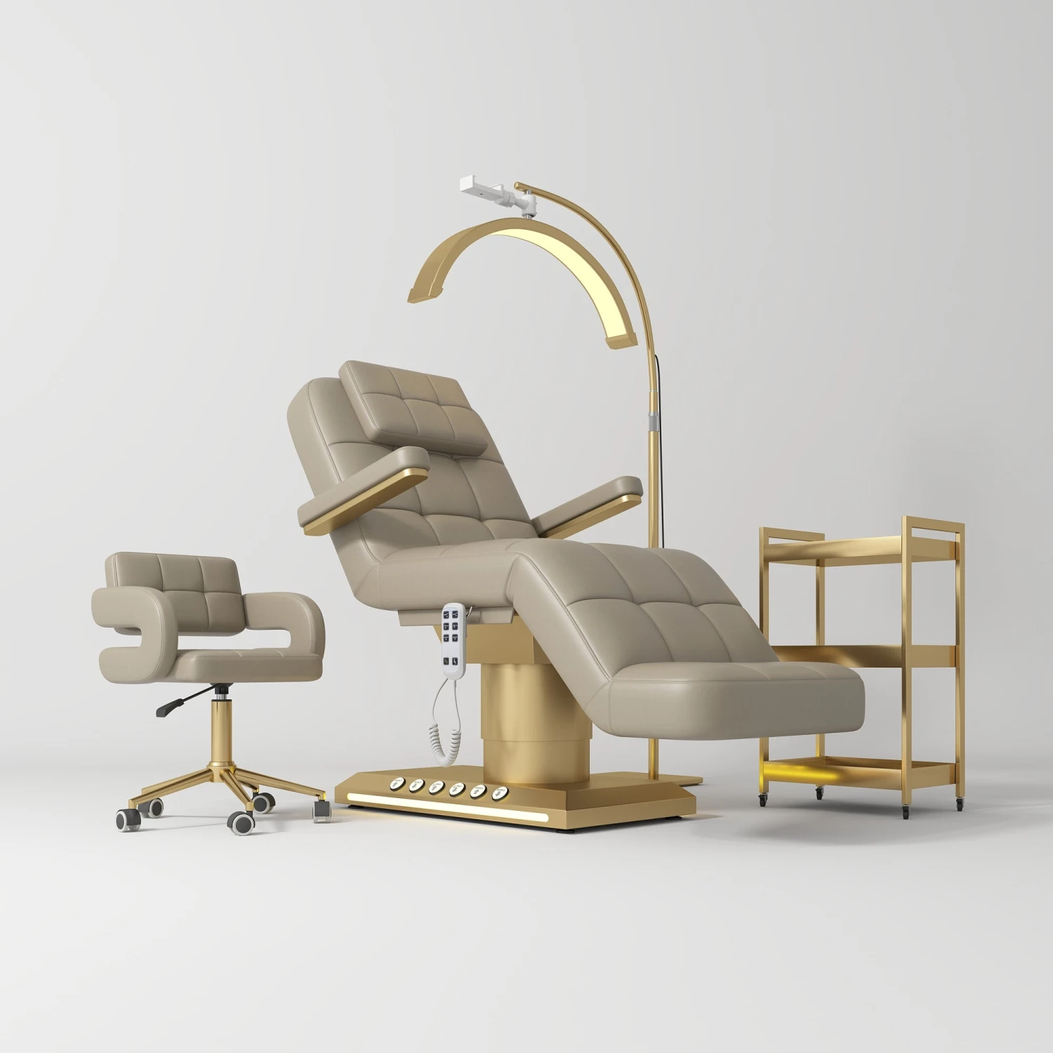 Manufakturo Saphir Version B Brown – 4-Piece Beauty Studio Set: Luxury Bed, Chair, Lamp & Trolley(Manufakturo Saphir Version B Brown 4 Piece Beauty Studio Set Luxury Bed Chair Lamp Trolley) 3 Manufakturo Saphir Version B Brown – 4-Piece Beauty Studio Set: Luxury Bed, Chair, Lamp & Trolley(Manufakturo Saphir Version B Brown 4 Piece Beauty Studio Set Luxury Bed Chair Lamp Trolley)