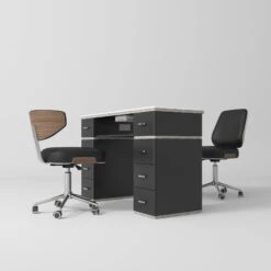 Manufakturo Manicure Crystal Touch Set- Table With Absorber & Two Chairs Black(Manufakturo Manicure Crystal Touch Set Table With Absorber Two Chairs Black)