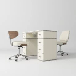 Manufakturo Manicure Crystal Touch Set- Table With Absorber & Two Chairs Creamy(Manufakturo Manicure Crystal Touch Set Table With Absorber Two Chairs Creamy)