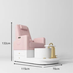 Manufakturo Noémie Bare Blush Luxury Electric Pedicure Chair – Massage Backrest, Gold Tap, USB-C, Ceramic Basin(Manufakturo Noemie Bare Blush Luxury Electric Pedicure Chair Massage Backrest Gold Tap Usb C Ceramic Basin) -Roxie Cosmetics Shop manufakturo noemi pedicure chair bare blush roxie cosmetics 2