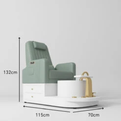 Manufakturo Noémie Olive Luxury Electric Pedicure Chair – Massage Backrest, Gold Tap, USB-C, Ceramic Basin(Manufakturo Noemie Olive Luxury Electric Pedicure Chair Massage Backrest Gold Tap Usb C Ceramic Basin) -Roxie Cosmetics Shop manufakturo noemi pedicure chair olive roxie cosmetics