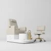 Manufakturo Noémie Luxury Electric Pedicure Chair With Matching Stool – Massage Backrest, Gold Tap, Cappuccino(Manufakturo Noemie Luxury Electric Pedicure Chair With Matching Stool Massage Backrest Gold Tap Cappuccino) -Roxie Cosmetics Shop manufakturo noemie pedicure set cappuccino