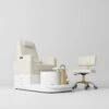 Manufakturo Noémie Luxury Electric Pedicure Chair With Matching Stool – Massage Backrest, Gold Tap, Creamy(Manufakturo Noemie Luxury Electric Pedicure Chair With Matching Stool Massage Backrest Gold Tap Creamy) -Roxie Cosmetics Shop manufakturo noemie pedicure set creamy
