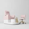 Manufakturo Noémie Luxury Electric Pedicure Chair With Matching Stool – Massage Backrest, Gold Tap, Light Pink(Manufakturo Noemie Luxury Electric Pedicure Chair With Matching Stool Massage Backrest Gold Tap Light Pink)