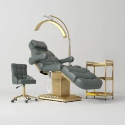 Manufakturo Orielle B Navy – 4-Piece Beauty Studio Set: Luxury Bed, Chair, Moonlight & Trolley(Manufakturo Orielle B Navy 4 Piece Beauty Studio Set Luxury Bed Chair Moonlight Trolley)