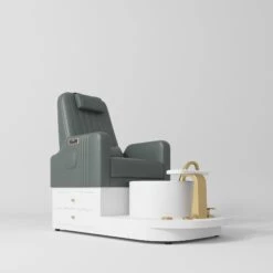 Manufakturo Noémie Luxury Electric Pedicure Chair With Matching Stool – Massage Backrest, Gold Tap, Navy(Manufakturo Noemie Luxury Electric Pedicure Chair With Matching Stool Massage Backrest Gold Tap Navy) -Roxie Cosmetics Shop manufakturo pedicure chair noemie navy