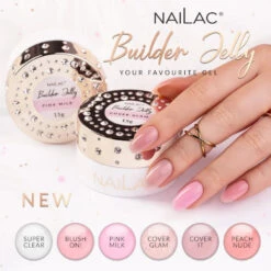 NaiLac Jelly Nail Builder UV/LED Cover Glam(Nailac Jelly Nail Builder Uv Led Cover Glam) -Roxie Cosmetics Shop nailac builder jelly nail building gel swatch