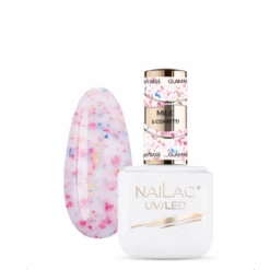 NaiLac Hybrid UV/LED Glammy Rubber Base Milk & Confetti(Nailac Hybrid Uv Led Glammy Rubber Base Milk Confetti)