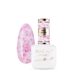 NaiLac Hybrid UV/LED Glammy Rubber Base Milk & Pink(Nailac Hybrid Uv Led Glammy Rubber Base Milk Pink)
