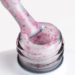 NaiLac Hybrid UV/LED Glammy Rubber Base Milk & Pink(Nailac Hybrid Uv Led Glammy Rubber Base Milk Pink) -Roxie Cosmetics Shop nailac glammy rubber base milk pink 7ml flakes