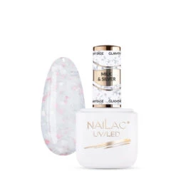 NaiLac Hybrid UV/LED Glammy Rubber Base Milk & Silver(Nailac Hybrid Uv Led Glammy Rubber Base Milk Silver)